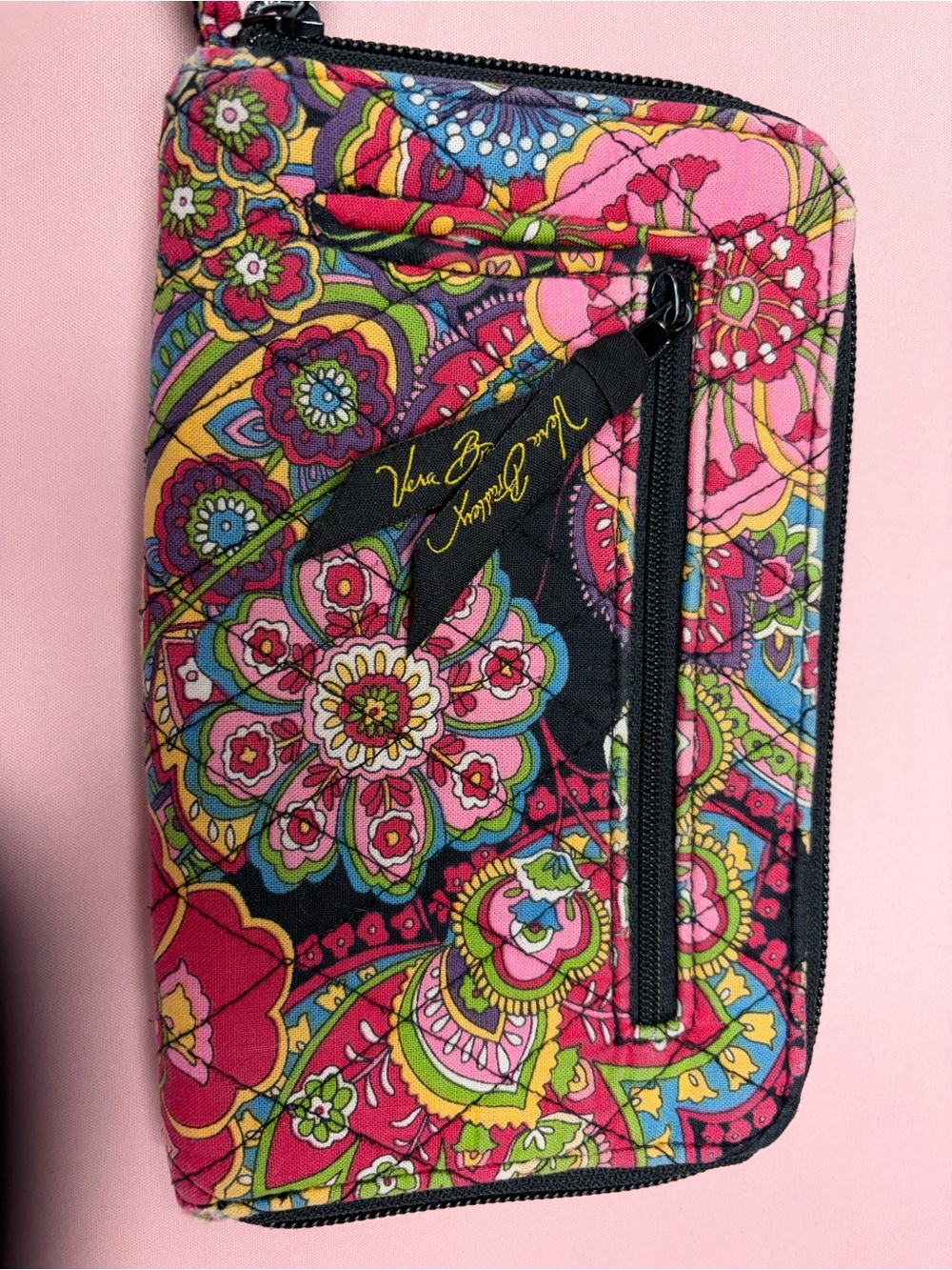 Vera Bradley symphony Pink Multi Floral Quilted Zip Wallet